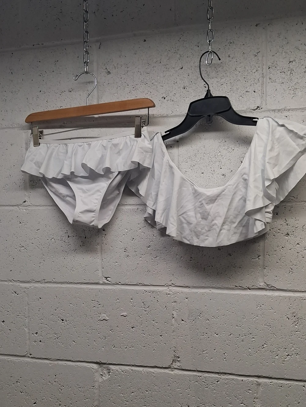 NWOT Girls White Ruffle Bikini Set - Two Piece Swimwear